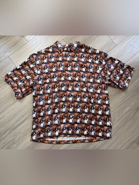 Guy Buffet 100% Silk Sommelier Chef Butler Waiter Button Down Shirt Large